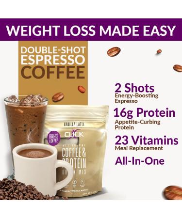 CLICK All-in-One Protein & Coffee Meal Replacement Mix - Vanilla Latte | 10 Single-Serving Packets - International Shipping - Buy Online on GoSupps.com