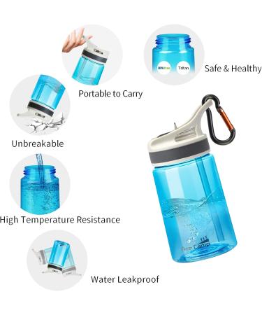 Kids Water Bottle 2 Pack with Straw - 12oz BPA-Free Small Bottles for School, Boys, Girls - Leakproof, Portable, Blue - Perfect for Outdoor Sports, Travel - Includes Clip - Tritan Material - Buy Online on GoSupps.com