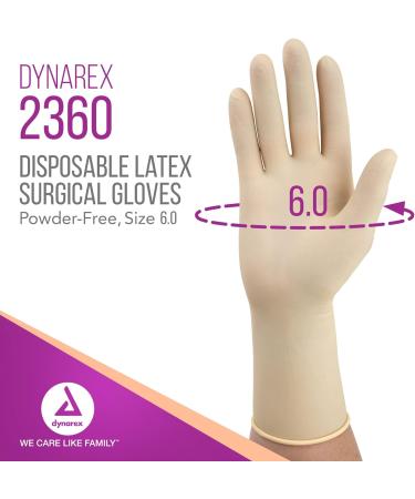 Dynarex Sterile Latex Surgical Gloves Powder-Free Size 6 - 200 Pairs (1 Case) | Medical Grade Healthcare Gloves - Buy Online on GoSupps.com