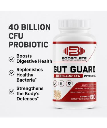 Boostlete GutGuard Probiotic Supplement 40 Billion CFU Clinically Studied Probiotics with FOS Prebiotics for Digestive Health Immune Support Gut Balance and Mood (60 Capsules) - Buy Online on GoSupps.com