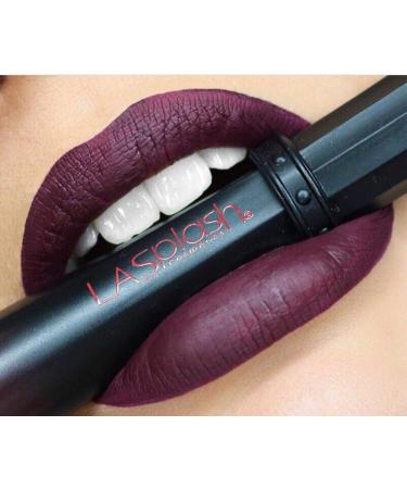LA Splash Cosmetics Soft Liquid Matte Dark Purple Lipstick Plum Long Lasting - Wickedly Divine Collection (Black of Night)