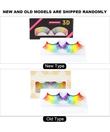 Rainbow False Eyelashes DIY Lash Extension 3D Volume Fake Eyelash Strips Exaggerated False Eyelashes Party Stage Cosplay Accessory for Performance - Buy Online on GoSupps.com