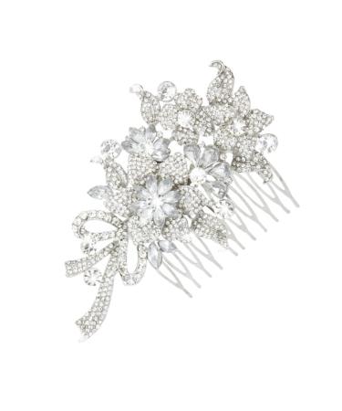 DOITOOL Bridal Hair Side Comb Combs for Women Hair Accessories for Women Crystal Headpiece Hair Teasing Comb Women Hair Accessories Tiara Women Hair Clip Bride Hair Plug Bow Tie