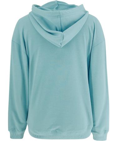 Bingerlily Girls Casual Hoodies | Lightweight Long Sleeve Pullover | Solid Sweatshirt with Pocket | Light Blue 13 Years - Buy Online on GoSupps.com