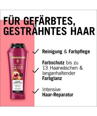  Gliss Kur Gliss Colour Perfector 10-pack of shampoos for coloured highlighted and colored hair with hyaluronic complex and cranberry extract 10 x 250 ml - Buy Online on GoSupps.com