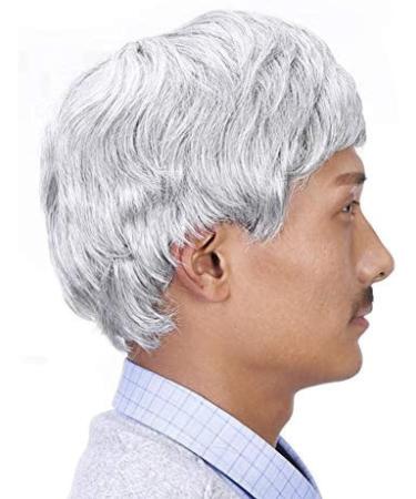 BGHJUE Men's Gray Short Straight Wig | Stylish Old Man Bobo Hairstyle for Daily Wear - Buy Online on GoSupps.com