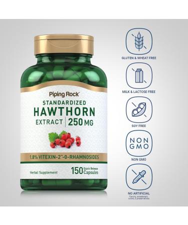 Piping Rock Hawthorn Berry Capsules | 250mg | 150 Pills | Herb Extract Supplement | Non-GMO Gluten Free - Buy Online on GoSupps.com