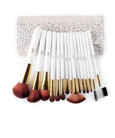 15 Makeup Brushes Set Full Set Of Makeup Tools White Makeup Tools Silver