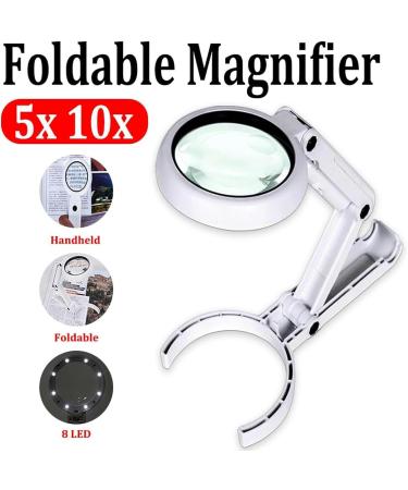 Portable 5X 11X Lupa Loupe Magnifier Folding Lamp Reading Portable Handheld Illuminated with 8 LED Lights for Newspaper Full of Stars - Buy Online on GoSupps.com