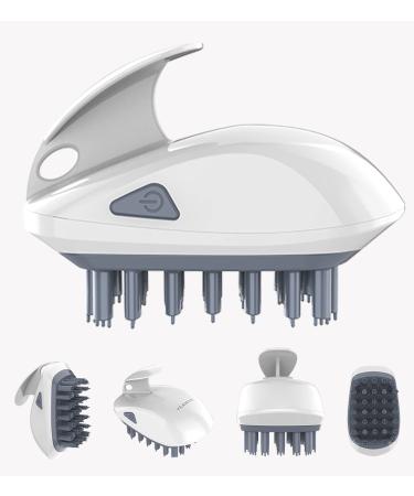 Scalp Massager Comb,Electric Hair Shampoo Brush, Silicone Wet Hair Care Dandruff Brush Cleaner, 3 Vibration Mode Hair Scalp Scrubber White