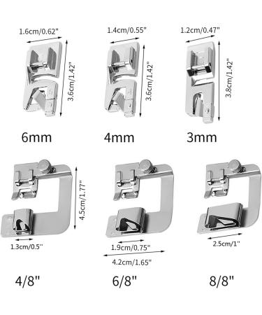 6 Pcs Rolled Hem Presser Foot Kit for Sewing Machines - Fits Singer, Brother, Janome - 6 Sizes - Buy Online on GoSupps.com