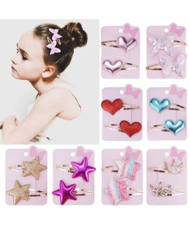 16Pcs Cute Star/Crown/Heart Hair Clips for Girls - Sparkly Metal Snap Hair Pins for Kids, Baby & Women - Buy Online on GoSupps.com