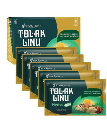 Sido Muncul Tolak Linu Mint Herbal Boisson Traditionnelle au Gingembre Curcuma et Plantes 5 Sachets Liquides de 15 ml Saveur Menthe