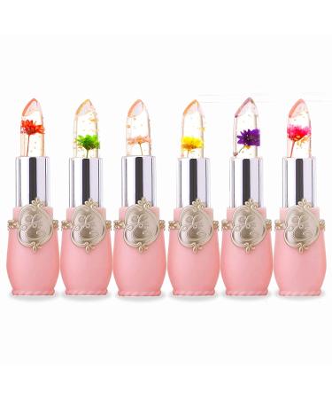 Witcrskm Color Changing Lipstick 8Pcs  Magic Crystal Flower Jelly Lip Gloss Makeup Set  Long Lasting Lip Balm Moisturizer PH Clear Temperature Lipsticks  Ideal Gifts For Sister Girls Girlfriend Women 6 PCS