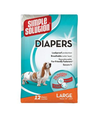 Simple solution disposable dog diapers for bitches |Super absorbent spout -safe fit |Watrepdicator 12 Pack Large-12 piece