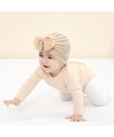 Cinaci 6-Piece Cute Baby Turban Hats with Bow - Soft Stretchy Nursery Caps for Girls Newborn Infants Toddlers - Buy Online on GoSupps.com
