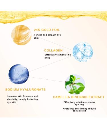 Golden Under Eye Patches - 30 Pairs Eye Gels with Amino Acids & Collagen | Rejuvenate Dark Circles & Puffy Eyes - Travel-Friendly Anti-Wrinkle Treatment - Buy Online on GoSupps.com
