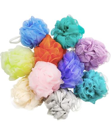 10 Pcs Mesh Loofah Sponges,Colorful Loofah Sponge Shower,Mesh Soft Pouf Shower Ball for Body Scrubber,Full Cleanse,Exfoliate,Soothe Skin