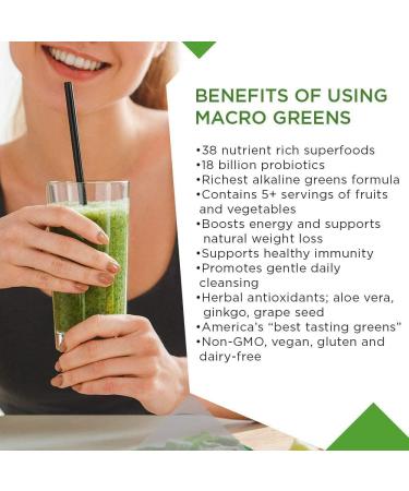 MacroLife Naturals Macro Greens Powder: 38 Superfood Probiotic Antioxidant Enzyme Supplement - Immunity Energy Cleanse - Non-GMO Vegan Gluten-Free Dairy-Free - 60 Servings - Buy Online on GoSupps.com