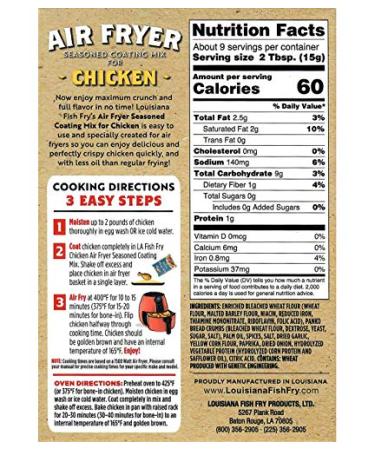 Louisiana Fish Fry Air Fryer Chicken Seasoned Coating Mix - 5 Oz | Crispy & Delicious Flavor - Buy Online on GoSupps.com