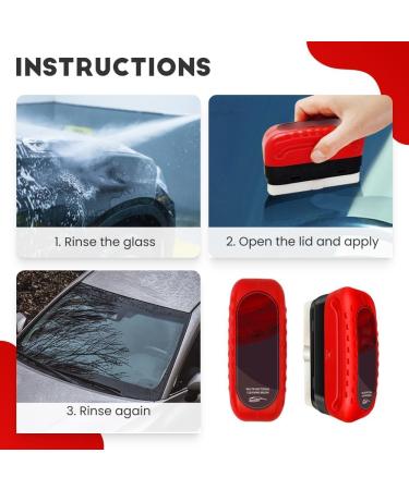 Efficient Car Glass Oil Film Cleaner Hydrophobic Glass Coating for Windshield Improves Clarity and Visibility Glass Oil Film Removal Anti-rain Mist Cleaning Wipes Brush for All Vehicles (1 Red) Red 1 - Buy Online on GoSupps.com