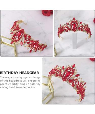 FRCOLOR Red Tiara Crown Crystal Silver Headband Diamond Bridal Headdress Wedding Prom Crown Hair Accessories for Women Girl Birthday Wedding Christmas Party Favor Ornaments - Buy Online on GoSupps.com