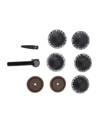 Eujgoov Kit de Dosettes de caf R utilisables 5 Pi ces Capsules de caf Rechargeables Vides avec Couvercles Cuill re Brosse pour Machines Scellage Efficace Capsules de Bricolage (BLACK)