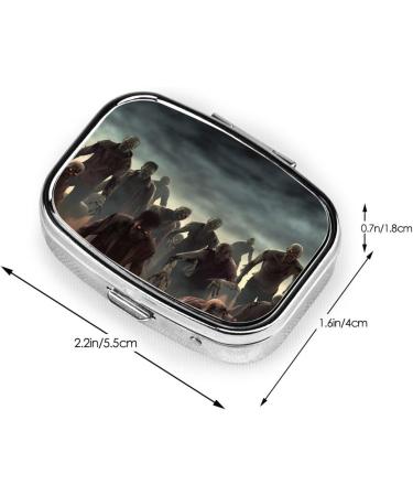 Many Zombie Printing Small Pill Case | 2 Compartment Cute Travel Pill Organizer for Pocket & Purse Gifts - Buy Online on GoSupps.com