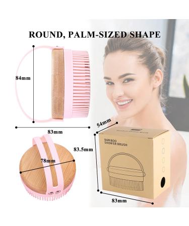AEIOU Bamboo Back Scrubber & Soft Body Brush for Shower - Pink | Cellulite Treatment & Lymphatic Drainage - Buy Online on GoSupps.com