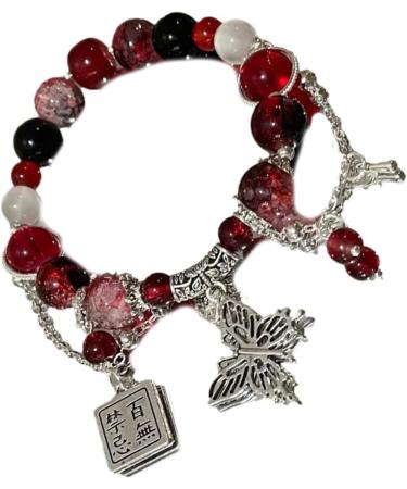 Vsilay Lianxue Colorful Beaded Butterfly Pendant Bracelet - Chinese Style Hand Jewelry for Women & Girls - Buy Online on GoSupps.com