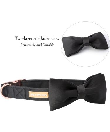 Unique Style Paws Black Silk Dog Collar - Adjustable Soft Pet Collar Gift for Big Dogs - Buy Online on GoSupps.com