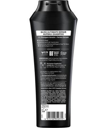 handle Gliss Shampoo Ultimate Repair 3 x 250 ml hair shampoo with liquid keratin and pearl extract keratin shampoo for severely damaged and dry hair 250 ml 3er Pack - Buy Online on GoSupps.com