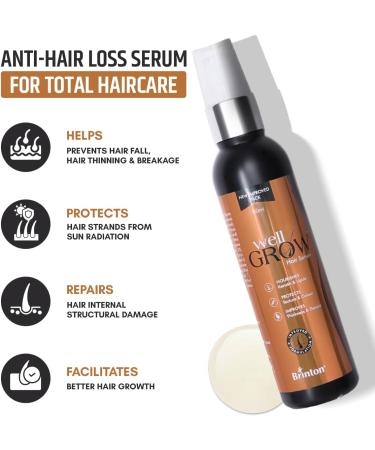 Brinton WellGrow Hair Growth Serum for Hair Nourishment & Prevents Hair Fall | Improves Thickness & Density | for Men & Women 60 ml - Buy Online on GoSupps.com