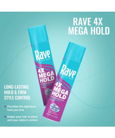 Rave Scented Aerosol Hairspray - 4X Mega Hair Spray for Heat Protection, Volume & Shine - Buy Online on GoSupps.com