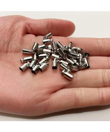 50pcs 4mm x 9mm Rhodium Plated Glue-in Necklace Cord Crimp End Caps - Tassel Beads Crimps - Buy Online on GoSupps.com