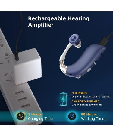 OneBridge Rechargeable Hearing Amplifier for Seniors with Noise Cancelling - Blue | Digital Assist Device for Adults with Hearing Loss - Buy Online on GoSupps.com