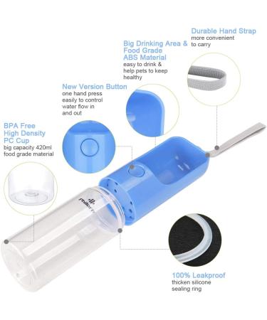 Philorn Dog Drinking Bottle 450ml | BPA-Free Leak-Proof Portable Pet Water Bottle for Dogs & Cats | Travel-Friendly Blue Design - Buy Online on GoSupps.com