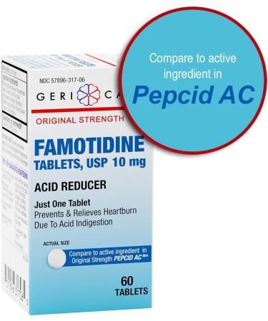 GeriCare Regular Strength Famotidine 10mg Tablets, Acid Reducer, Relief for Heartburn, Acid Reflux and Acid Indigestion, 60 Count (Pack of 1) Regular Strength 60 Count (Pack of 1) - Buy Online on GoSupps.com