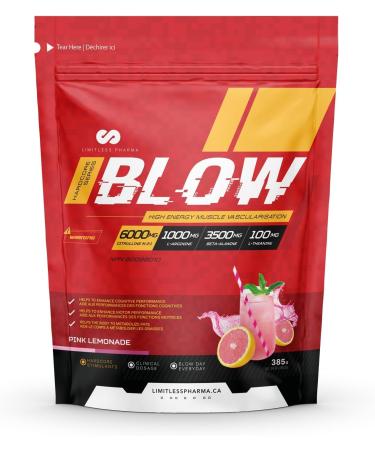 Limitless Pharma Blow Pre Workout Powder | Increased Energy Nitric Oxide Booster Enhanced Endurance Focus | L-Citrulline Beta-Alanine L-Arginine Caffeine | 50 Servings (Pink Lemonade) Pink Lemonade 50 Servings (Pack of 1)