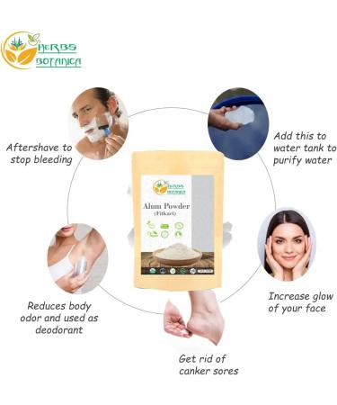 Herbs Botanica Alum Powder Alumbre Potassium Alum Fitkari Fatkari 150g - Natural Solution for Skin, Fresh Flowers, Canker Sores - Buy Online on GoSupps.com