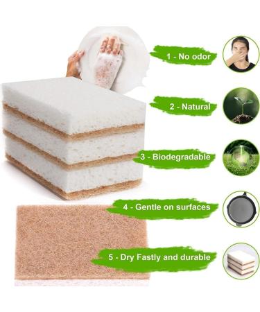 rumoe 16Piece Biodegradable Compostable Cellulose Kitchen Sponges Coconut Scrubber Eco Friendly Sponge for Dishes Cleaning - Buy Online on GoSupps.com