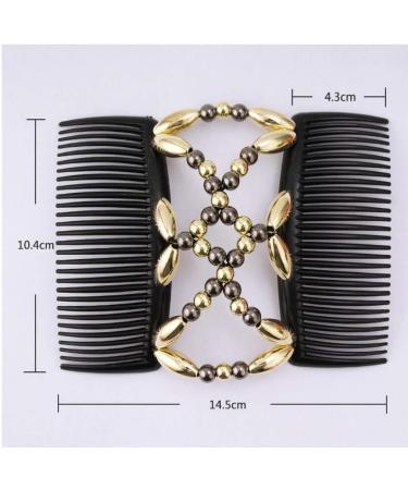  AMOYER Women's Magic Elastic Combs with Handmake Beads Double Clips Stretchy Comb Girl Accessories - Buy Online on GoSupps.com