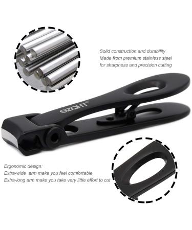 SZQHT Heavy Duty Stainless Steel Nail Clippers for Tough Fingernails and Toenails - Ideal for Elder Men, Seniors, and Adults - Black - Buy Online on GoSupps.com