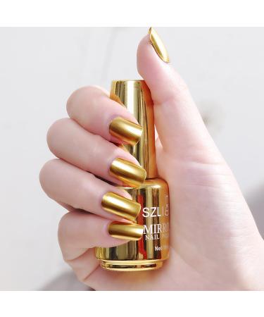 Mirror Nail Varnish - Metal Nail Polish - Gold Nail Varnish - Quick Drying Metallic Nail Polish No UV Needed - Long Lasting Chrome Mirror Nail Varnish Metal Gold Effect Super Shine Nail Art Polish - Buy Online on GoSupps.com