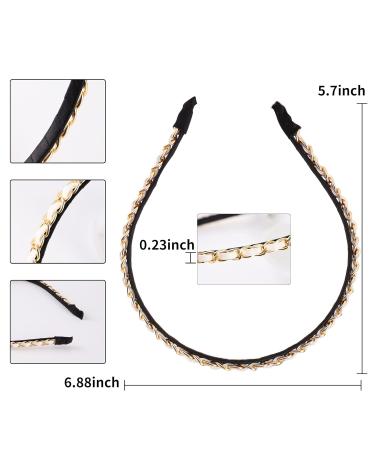 Buy Metal Chain Leather Hairband for Women & Girls - Non-Slip Elastic Headband in Black/White & Gold - Stylish & Comfortable - Buy Online on GoSupps.com