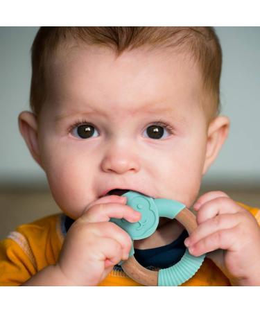 Baby Works Silicone & Beechwood Teething Ring - Moe The Monkey - Buy Online on GoSupps.com