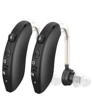 Hearing Aids, Enjoyee Hearing Aids for Seniors Rechargeable Hearing Amplifier with Noise Cancelling for Adults Hearing Loss, Digital Ear Hearing Assist Devices with Volume Control Black