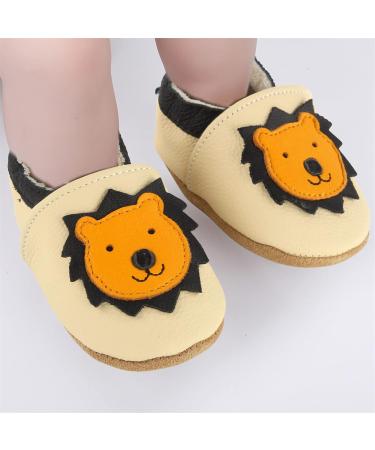 Soft Leather Baby Shoes - Non-Slip Soles, Beige Lion Design | 0-24 Months - Buy Online on GoSupps.com