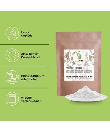 GREAT VITA GreatVita Creatine Monohydrate Powder 1000g | 293 servings Tasteless | Pure Creatine Monohydrate with no additives 100% v - Buy Online on GoSupps.com