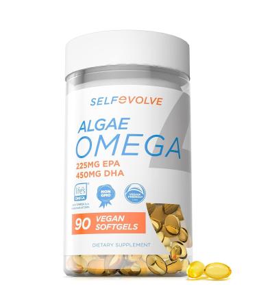 selfevolve Algae Omega 3 1 500mg - Vegan Supplement with Patented Life's Omega 3 - High Dose EPA & DHA - Better Than Fish Oil - Supports Heart Brain Joint Health - 90 Vegan Softgels